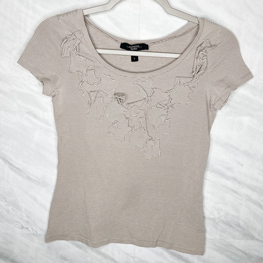 Weekend MaxMara Tan Stripe Top Small